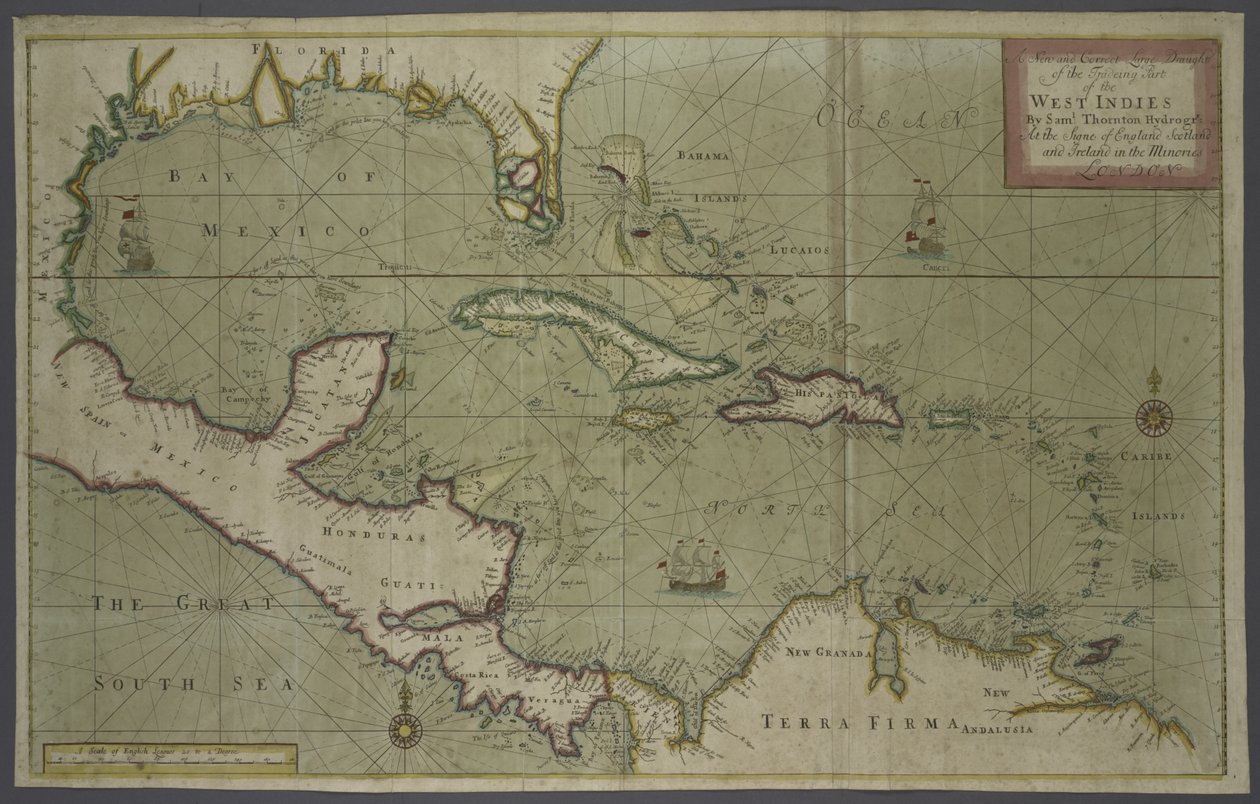 Carte commerciale des Antilles, 1707 - English School