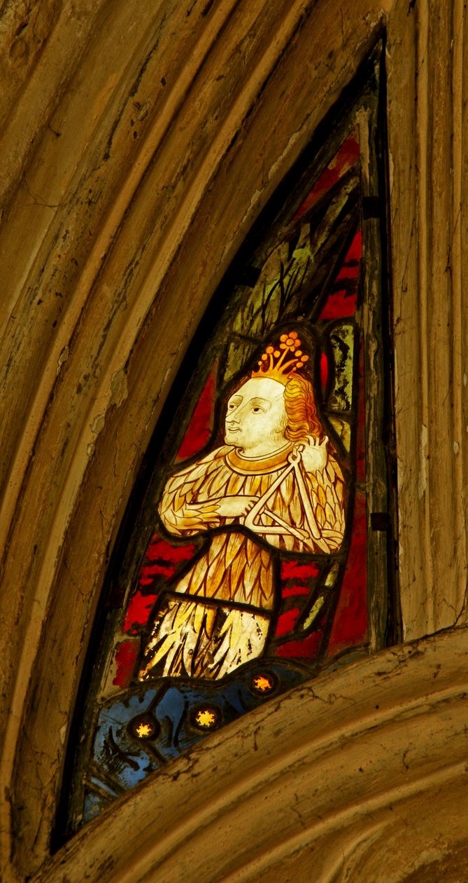 Ange musicien jouant du triangle, la chapelle Beauchamp, Sainte Marie, Warwick - English School