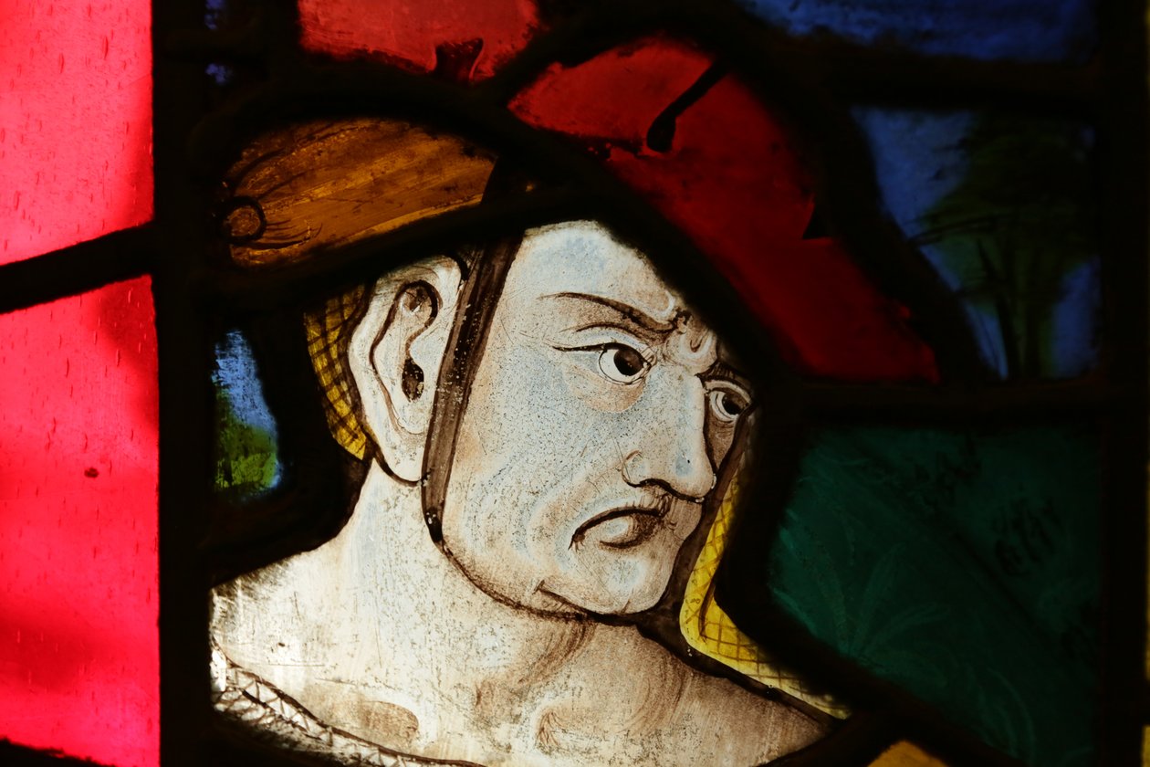 Spectateur dans le vitrail de Saint Sébastien - French School