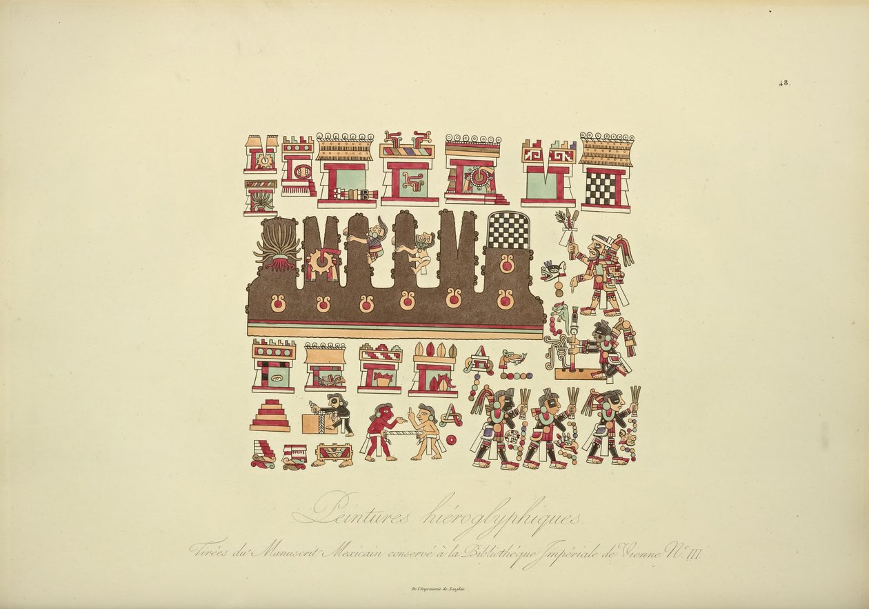 Peintures hiéroglyphiques du Manuscrit Mexicain III, conservé à la Bibliothèque Impériale de Vienne, illustration de Vues des Cordillères et Monuments des Peuples Indigènes de l