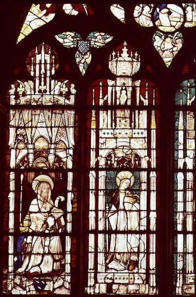 De gauche à droite : Simon Aligret et ses neveux avec Saint Simon et Sainte Catherine, de la chapelle de Saint Joseph - French School