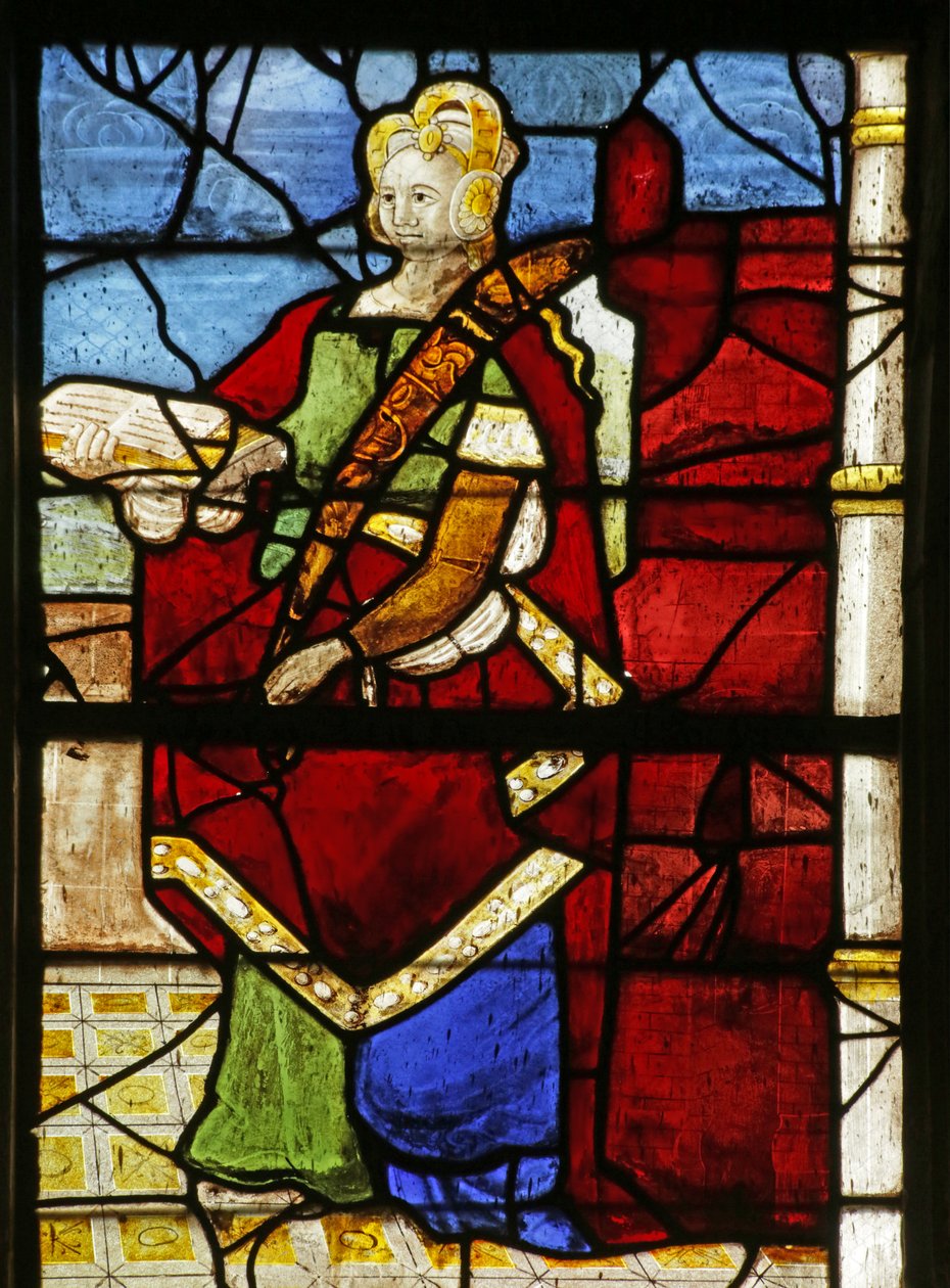 Vitrail représentant Sainte Barbe - French School