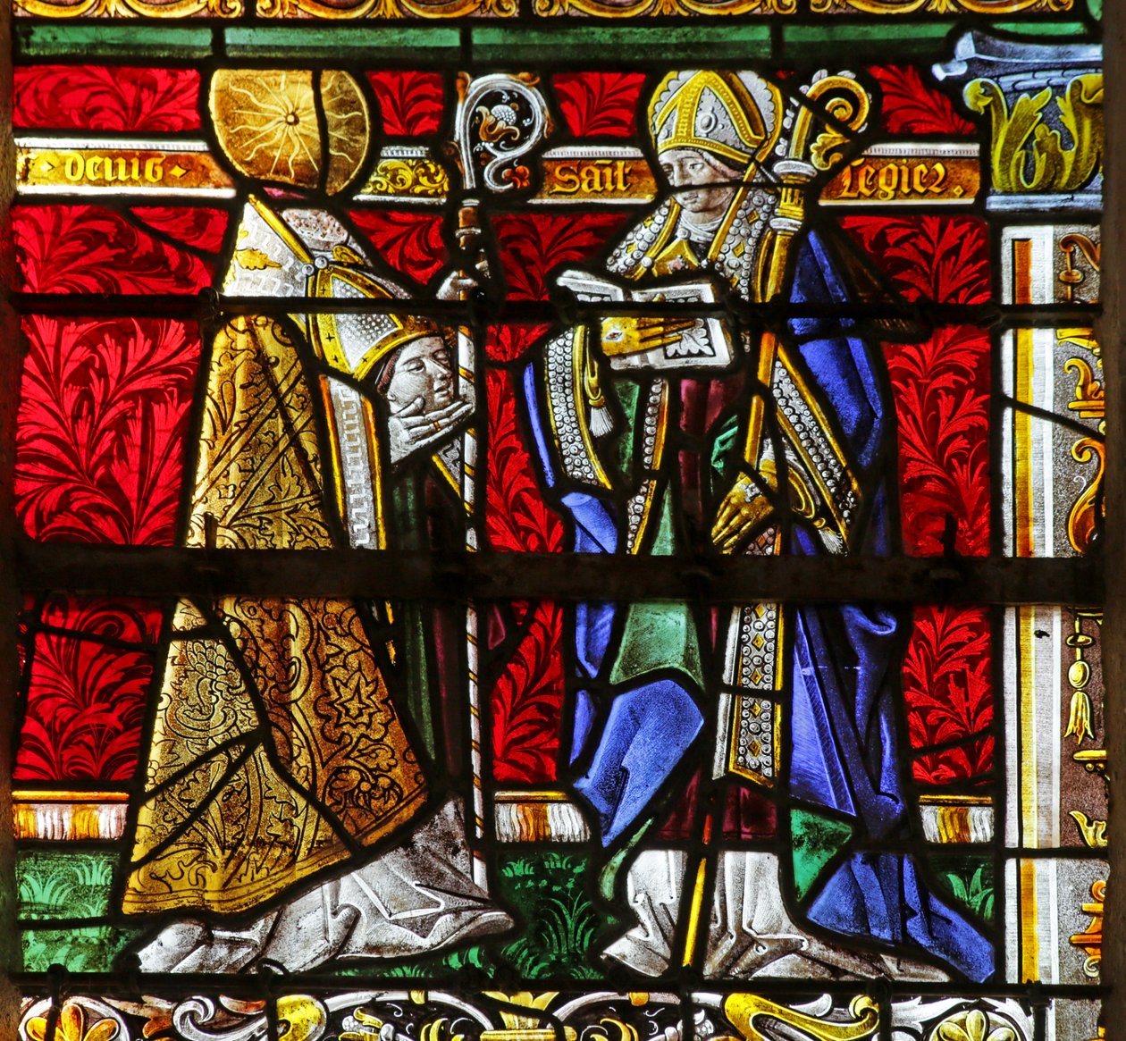 Vitrail représentant Saint Denis et Saint Léger - French School