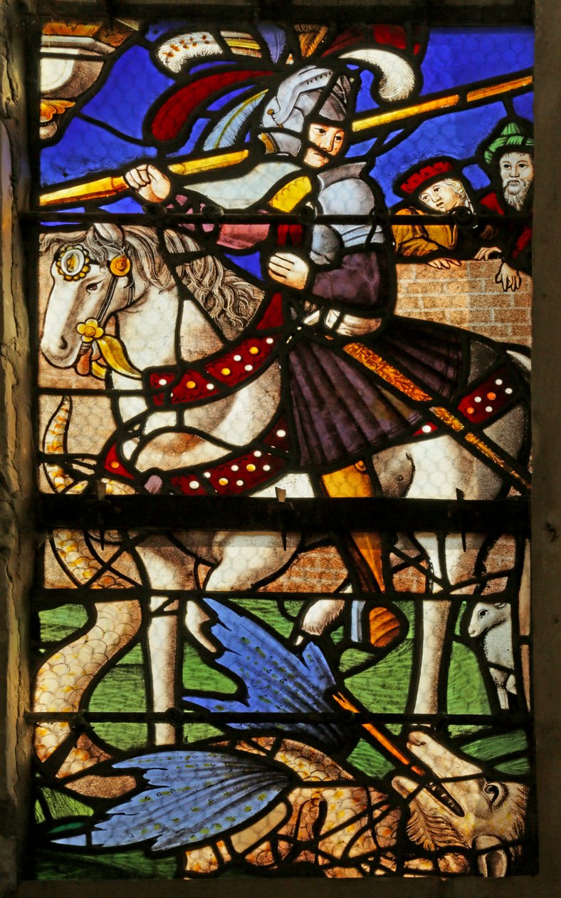 Vitrail représentant Saint Georges - French School