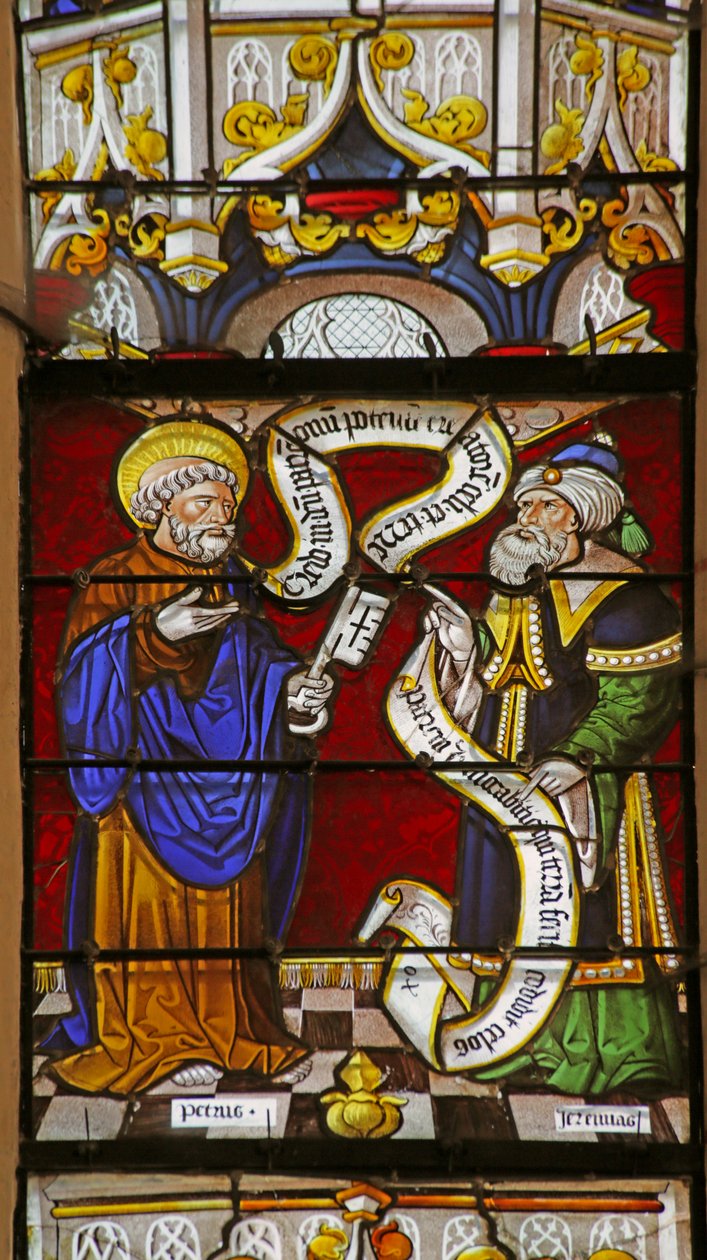 Vitrail représentant Saint Pierre et le Prophète Jérémie - French School