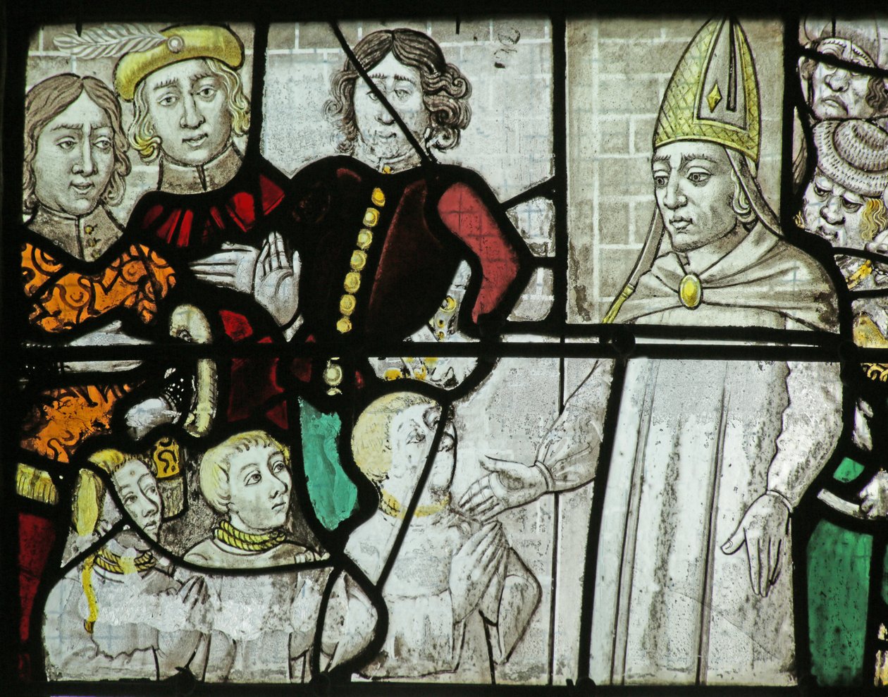 Vitrail représentant Saint Nicolas sauvant trois garçons - French School