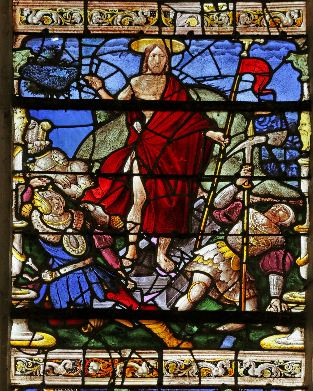 Vitrail représentant la Résurrection - French School