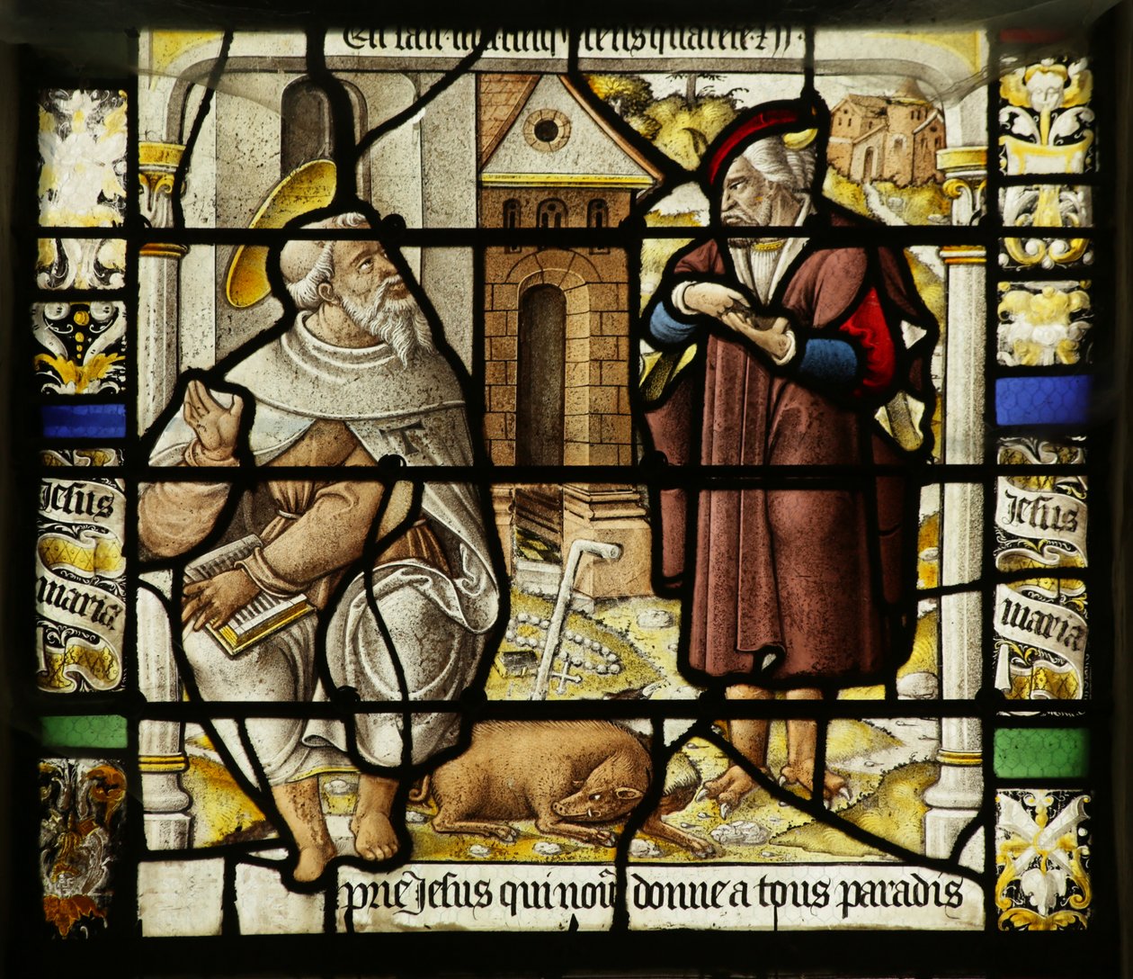 Vitrail représentant la tentation de Saint Antoine - French School
