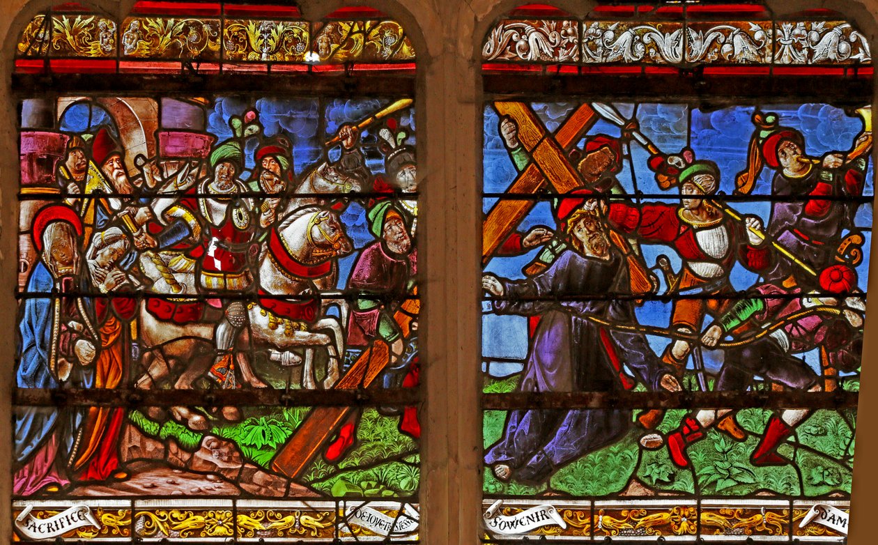 Vitrail représentant la Via Crucis - French School