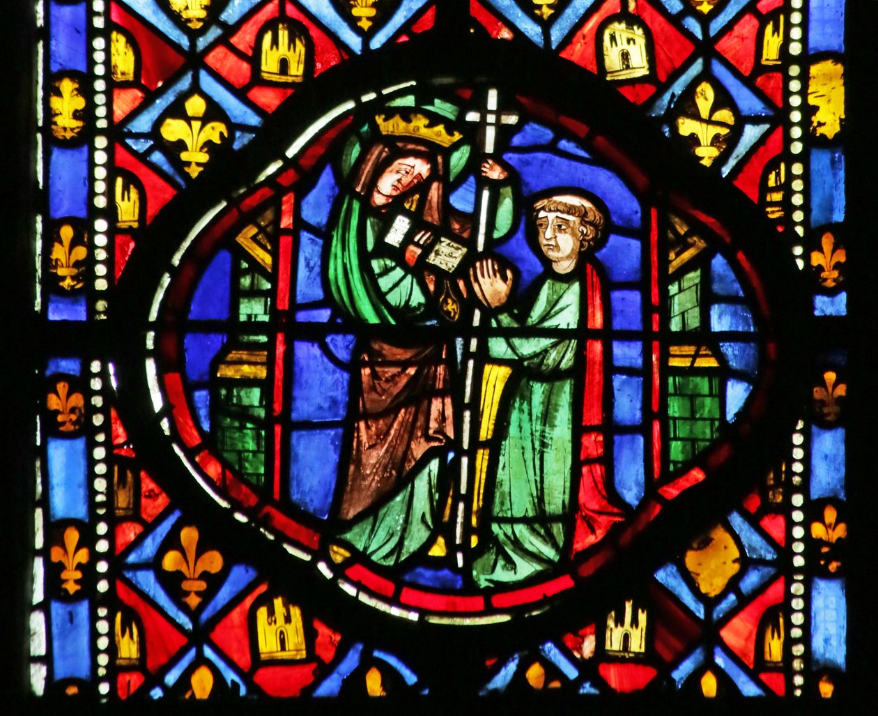 Vitrail représentant la Vierge rendant l
