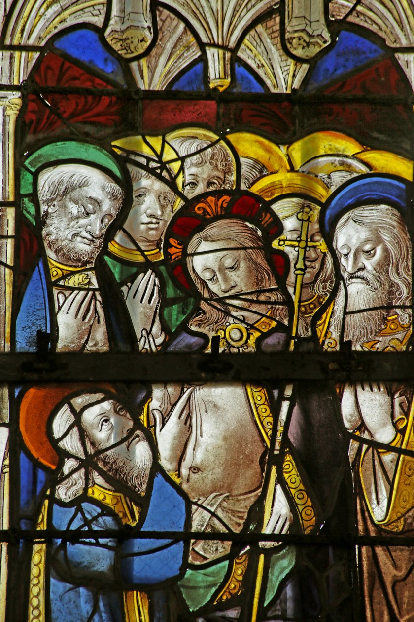 Vitrail représentant Saint Thomas le sceptique - French School