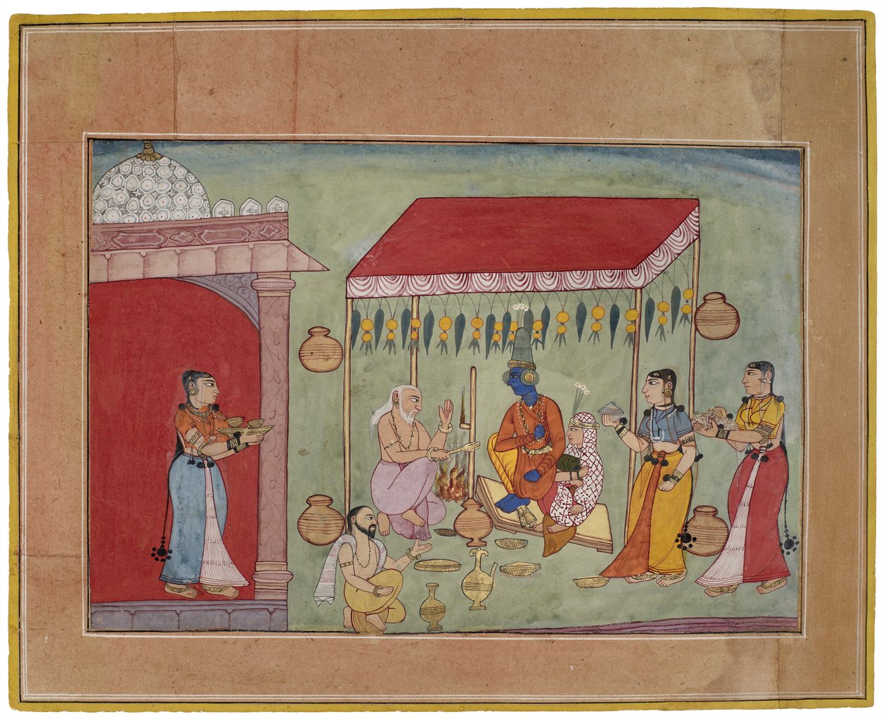 Le Mariage de Krishna et Rukmini, 1590-1600 - Indian School