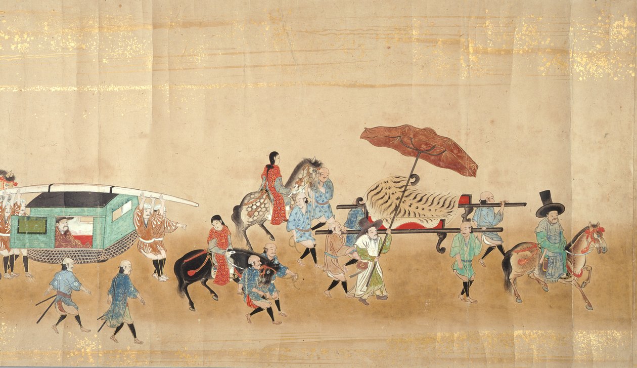 Sixième ambassade coréenne au Japon en Meireki 1 lors de la succession de Tokugawa Ietsuna en 1651, peut-être par Kano Masunobu (1625-94) (détail) - Japanese School