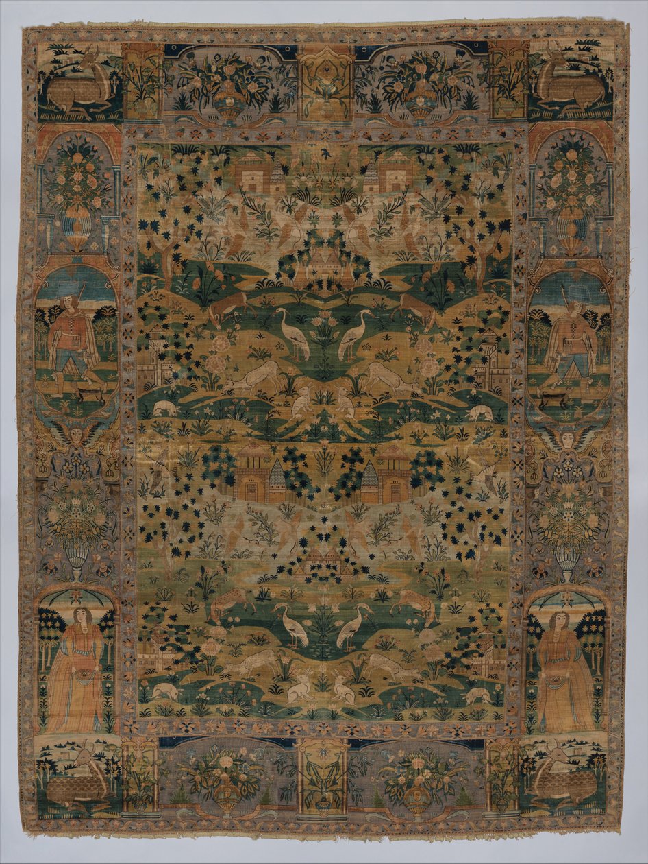 Tapis pictural avec fil métallique, XVIIe siècle - Persian School