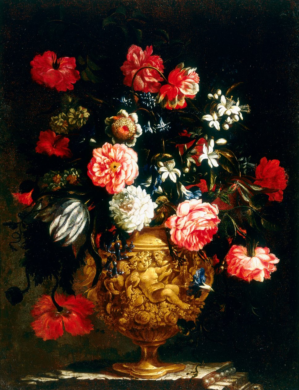 Vase embossé avec des fleurs, par un peintre anonyme - Unknown