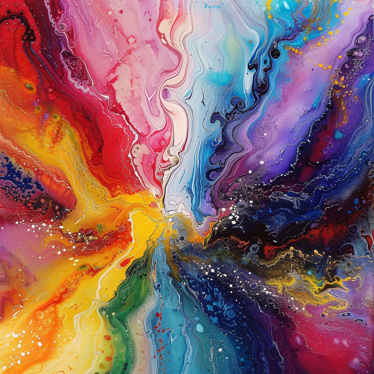 Art abstrait avec des couleurs de peinture acrylique sur impressions sur toile pour décoration intérieure - F. Abderrahim