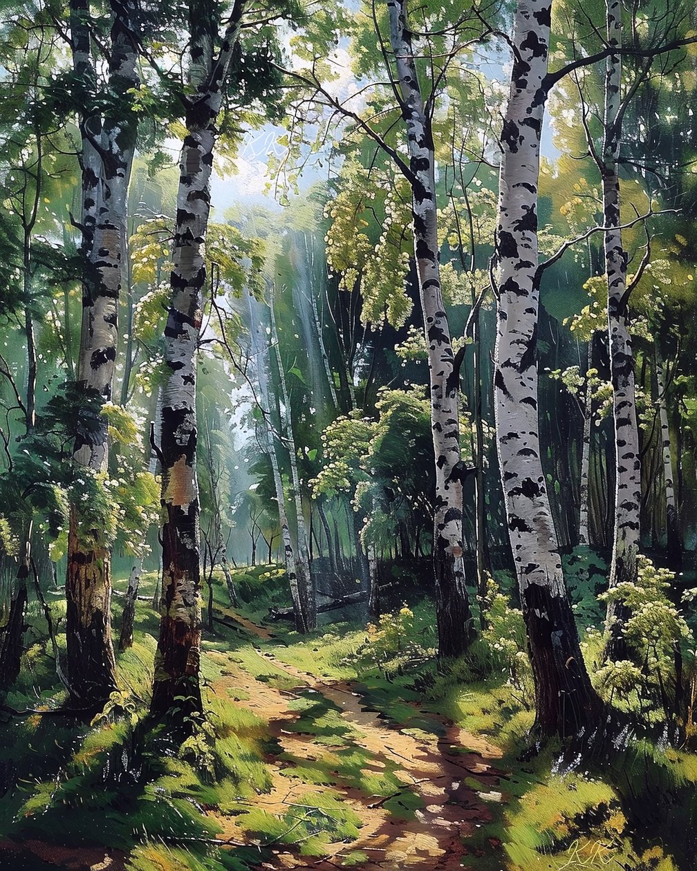 Paysage avec feuillage vibrant, décoration murale moderne - F. Abderrahim