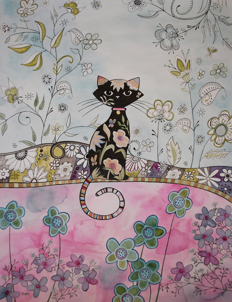 Chaton noir - Marys Watercolors