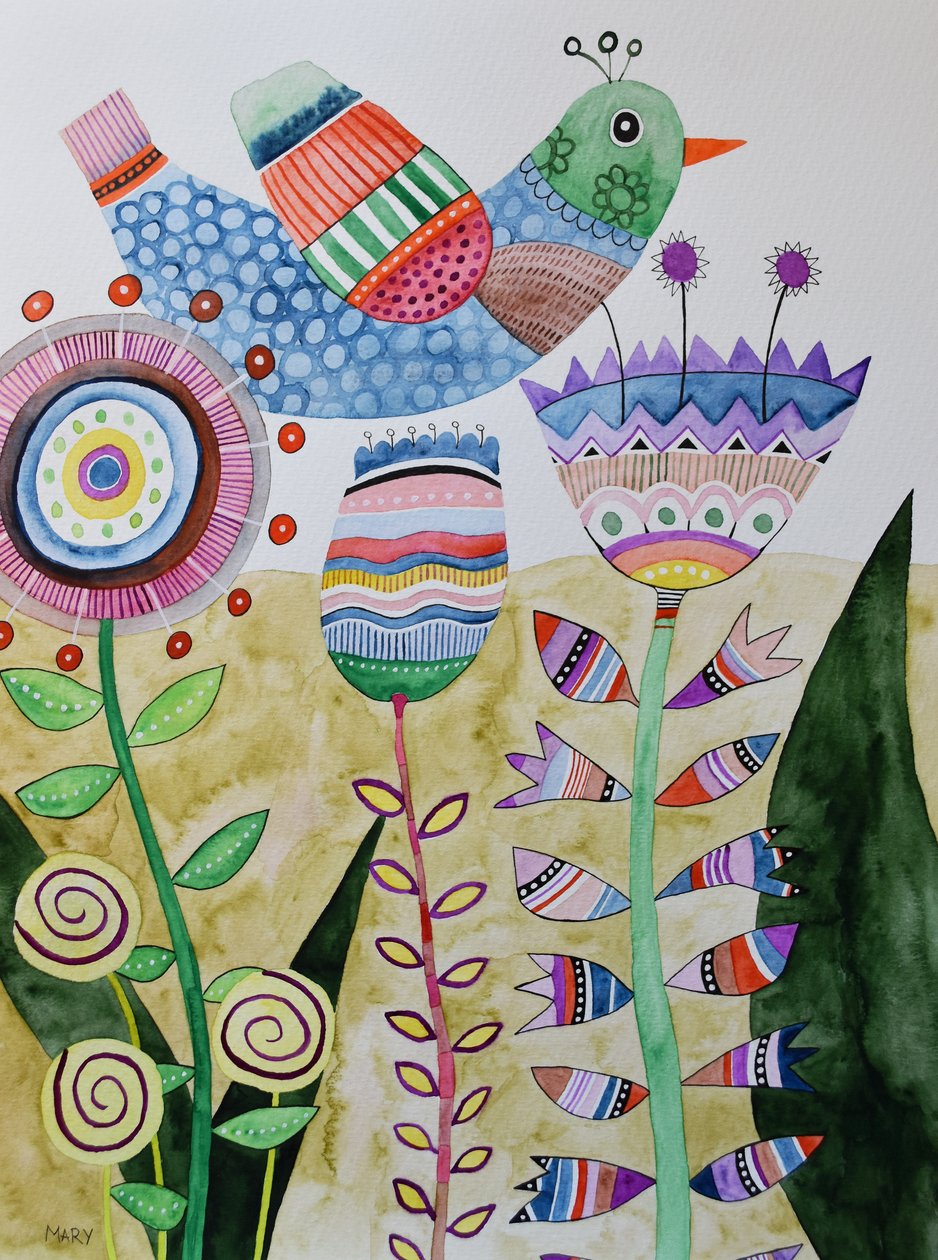 Oiseau fou - Marys Watercolors