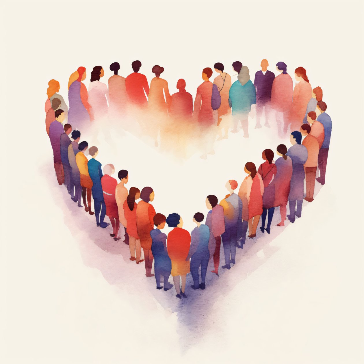 People Unified, Heart-Shaped in Minimalist Style, grandes impressions sur toile - F. Abderrahim