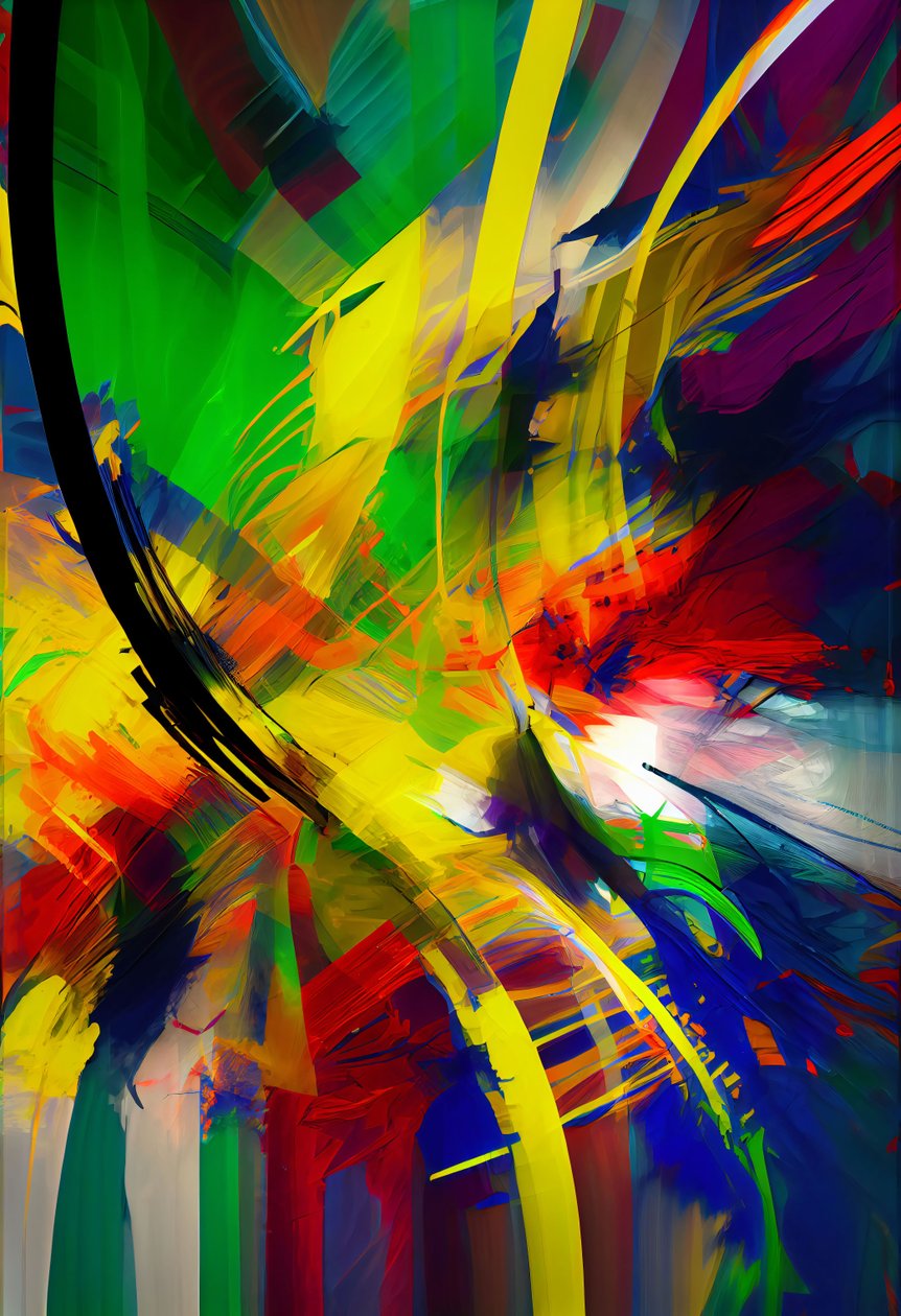 Peinture numérique abstraite Un mélange de couleurs vives, impression sur toile en ligne sur demande - F. Abderrahim