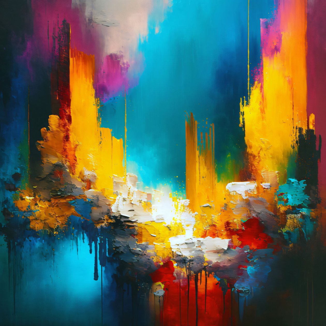 Peinture abstraite colorée sur toile, impression d