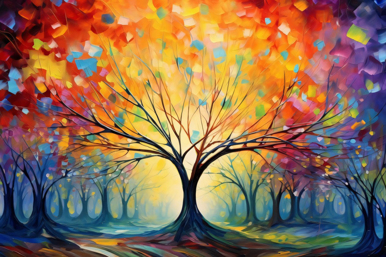 Arbre coloré, peinture acrylique. Posters et tirages d