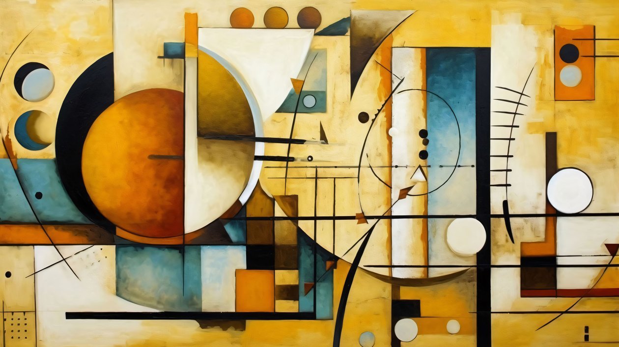 peinture abstraite formes, mathématiques et géométrie, décoration murale pour le bureau - F. Abderrahim