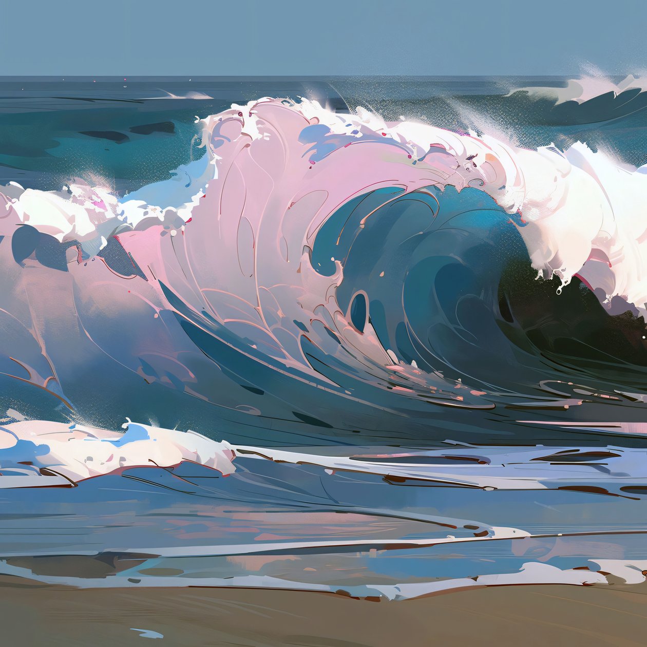 Ocean Beach Beautiful Waves and Water, Home wall decor for bedroom - F. Abderrahim