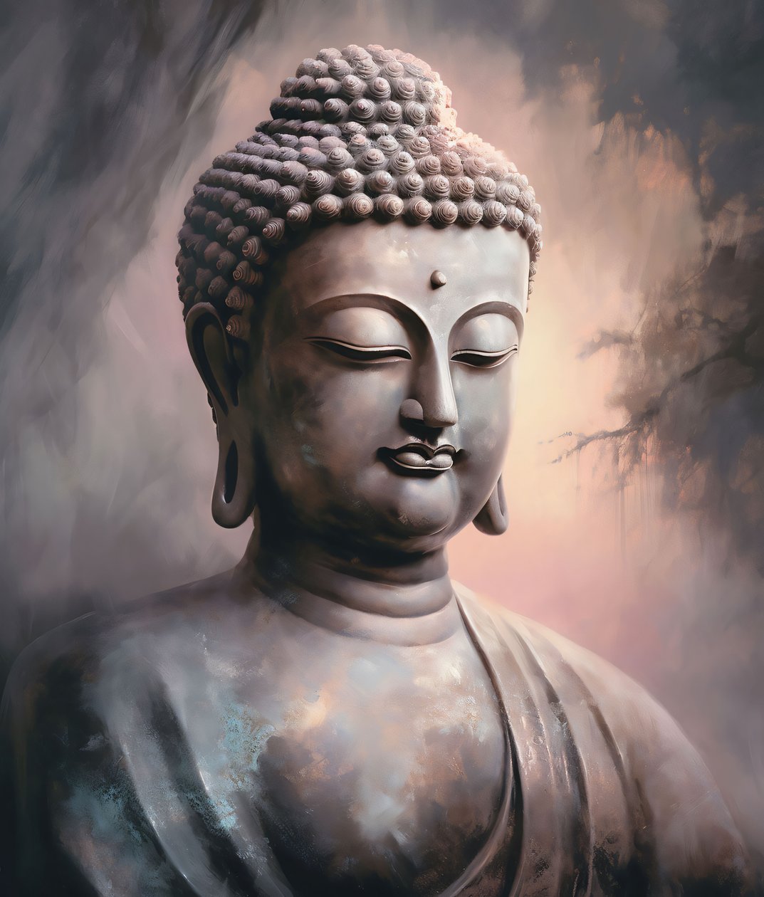 Portrait de Bouddha assis en méditation, décoration murale spirituelle pour impression - F. Abderrahim