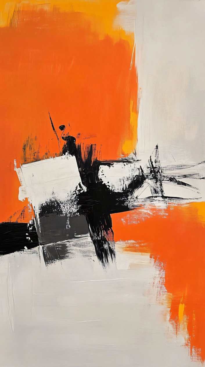 Peinture orange, Décoration abstraite moderne pour la maison, décoration murale pour la chambre à coucher - F. Abderrahim