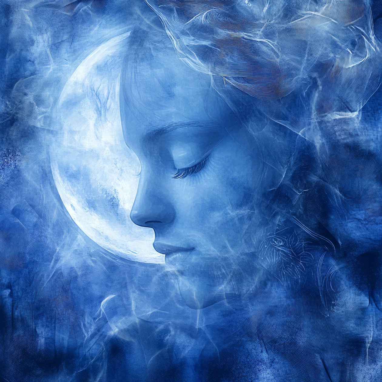 Magnifique murmure de la lune sélène isolé sur fond blanc, décoration murale pour la maison - F. Abderrahim