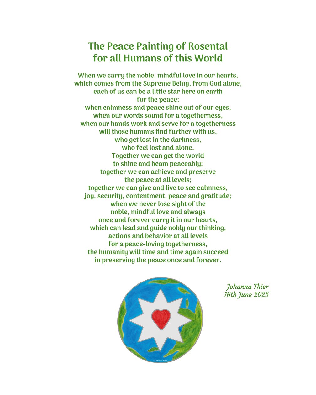 The Peace Painting of Rosental for all Humans of this World - Johanna Thier
