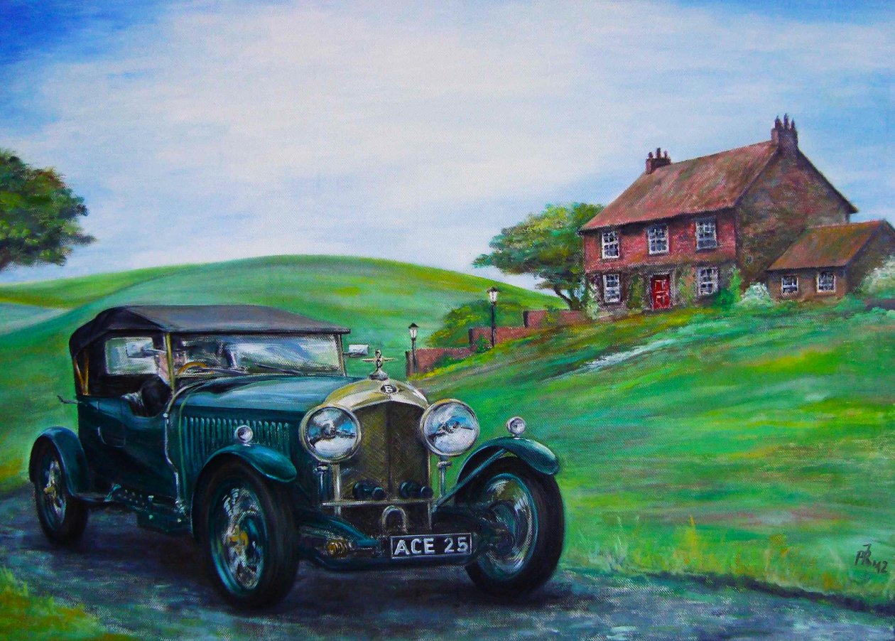 Bentley 1928 Huile sur toile Corbeau - Jörg-Peter Rabe