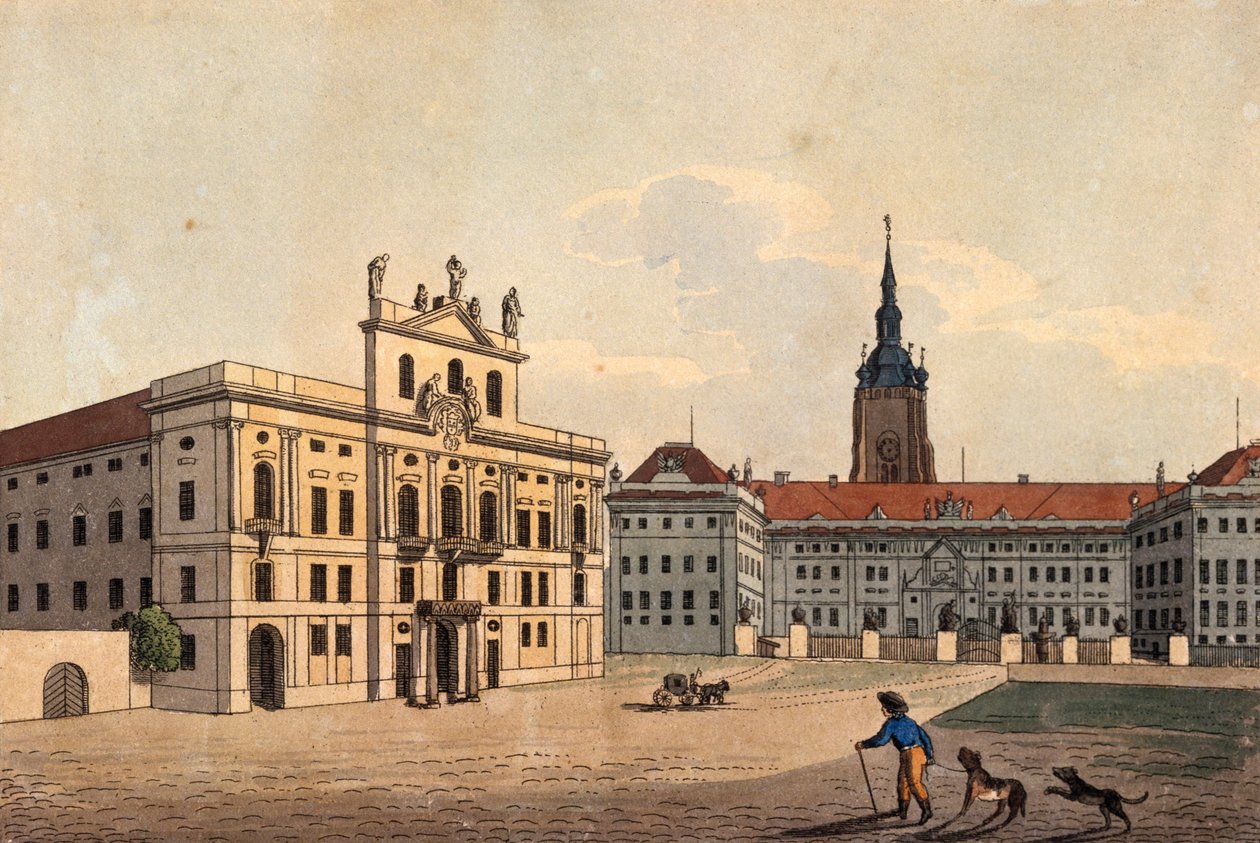 Palais des archevêques et la 1ère cour du château de Prague, vers 1810 - A. and Berka, Johann Gustav