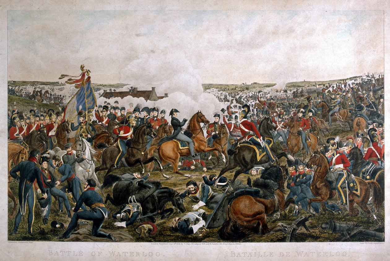 Bataille de Waterloo, 1815, gravée par J.A. Cook, 1816 - A. Sauerweld