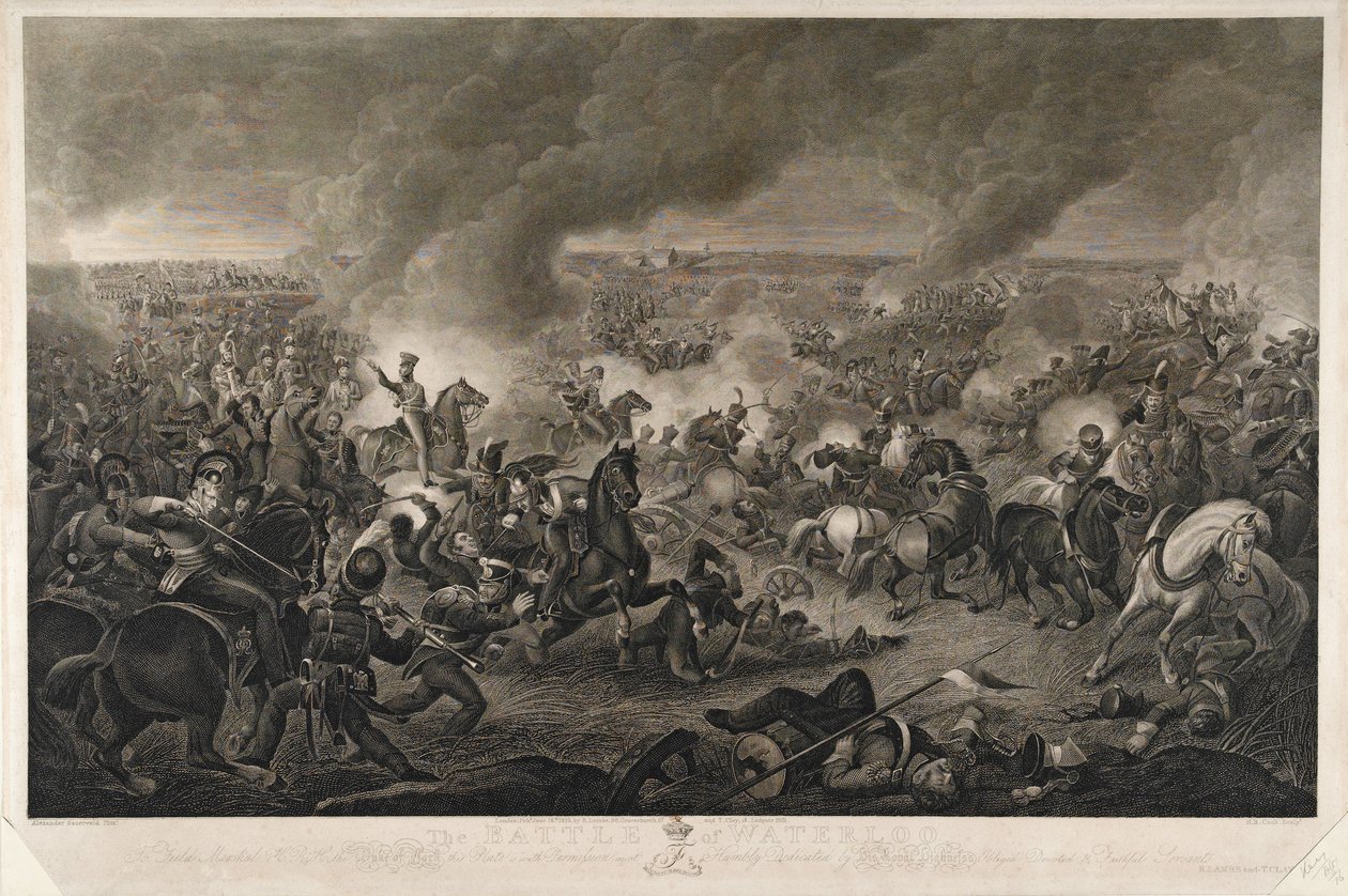 La période est vers la fin de la journée..., Bataille de Waterloo, 18 juin 1815, gravé par H. R. Cook, publié par T. Clay et R. Lambe, juin 1819 - A. Sauerweld