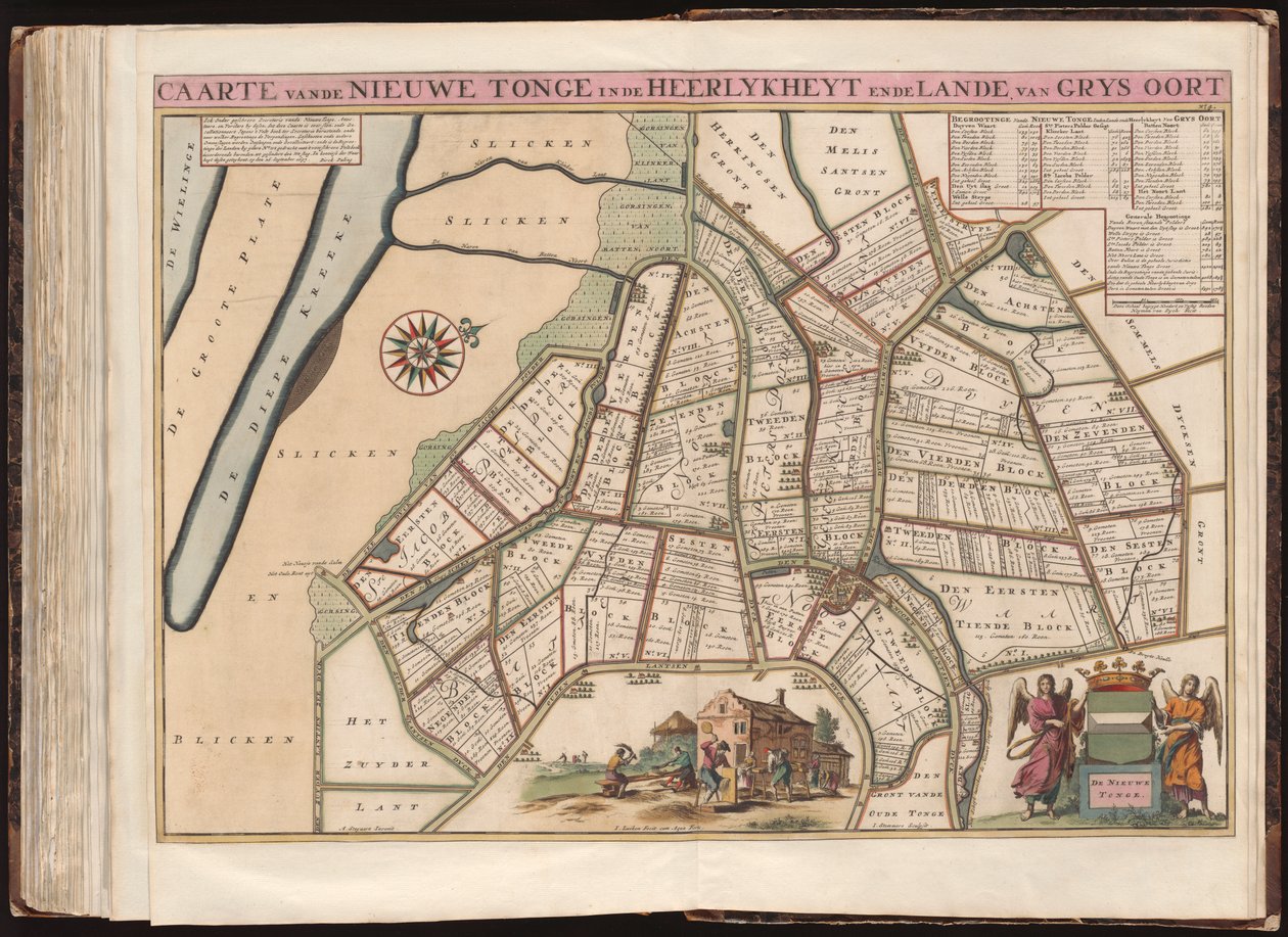 Carte de Nieuwe Tonge dans la seigneurie et les terres de Grys Oort / Heyman van Dyck fecit ; A. Steyaart invenit ; I. Luiken fecit cum aqua forti ; I. Stemmers sculpsit - A. Steyaart Heyman van Dyck