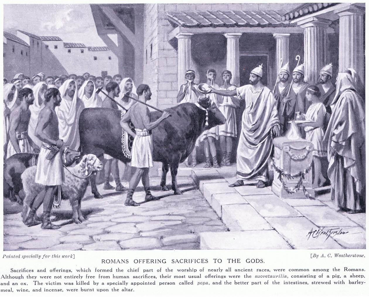 Romains offrant des sacrifices aux dieux - A.C. Weatherstone