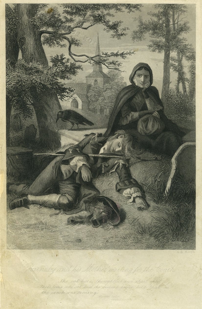 Barnaby et sa mère attendant la diligence - A.E. and Darley, F.O.C. Koch