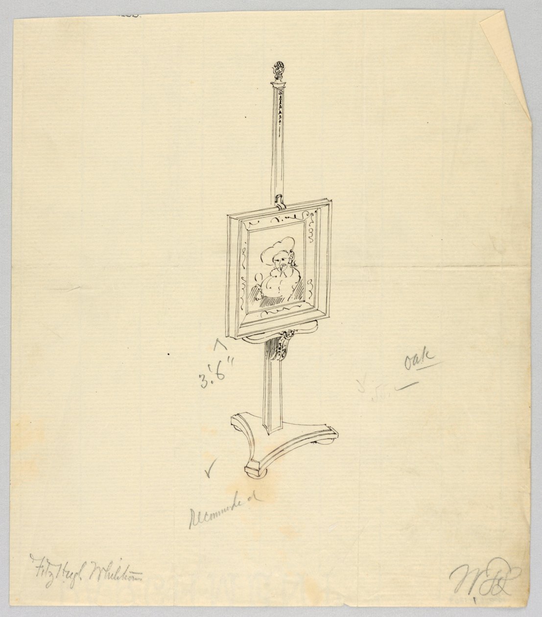 Conception pour un chevalet de peinture en chêne - A.N. Davenport Co.