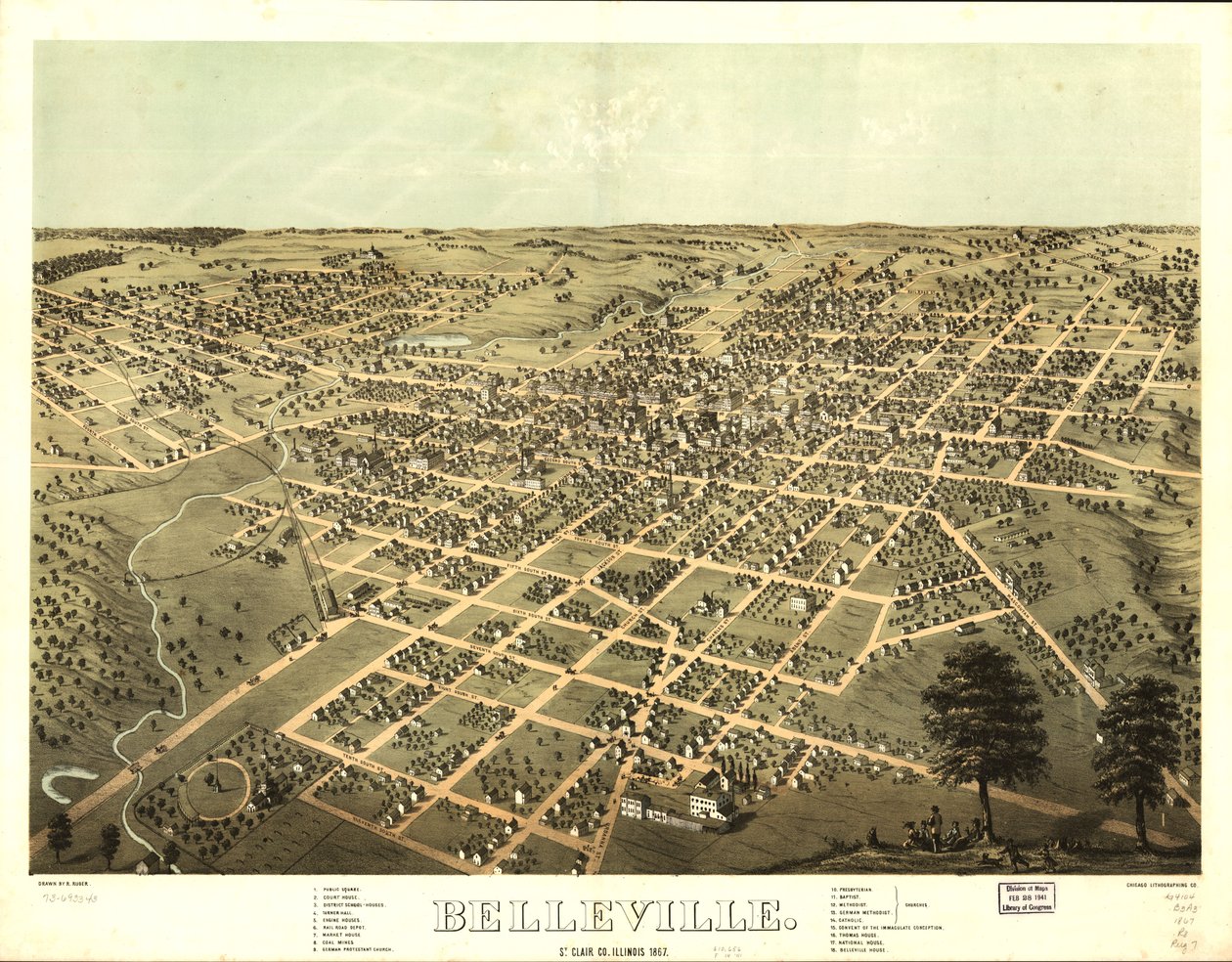 Belleville, St. Clair Co., Illinois 1867. LOC 73693343 - A.; Chicago Lithographing Co. Ruger