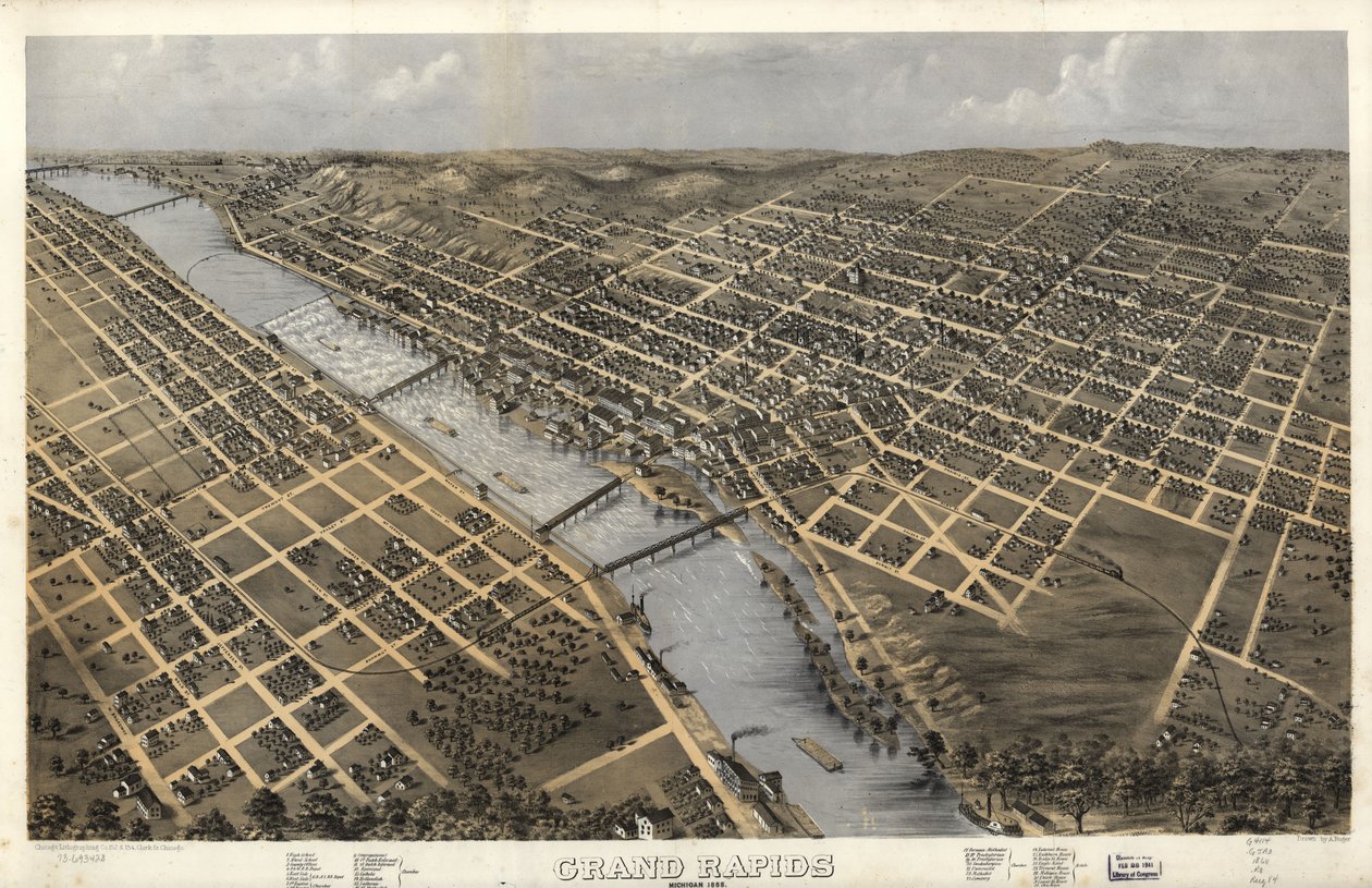 Grand Rapids, Michigan 1868. LOC 73693428 - A.; Chicago Lithographing Co. Ruger