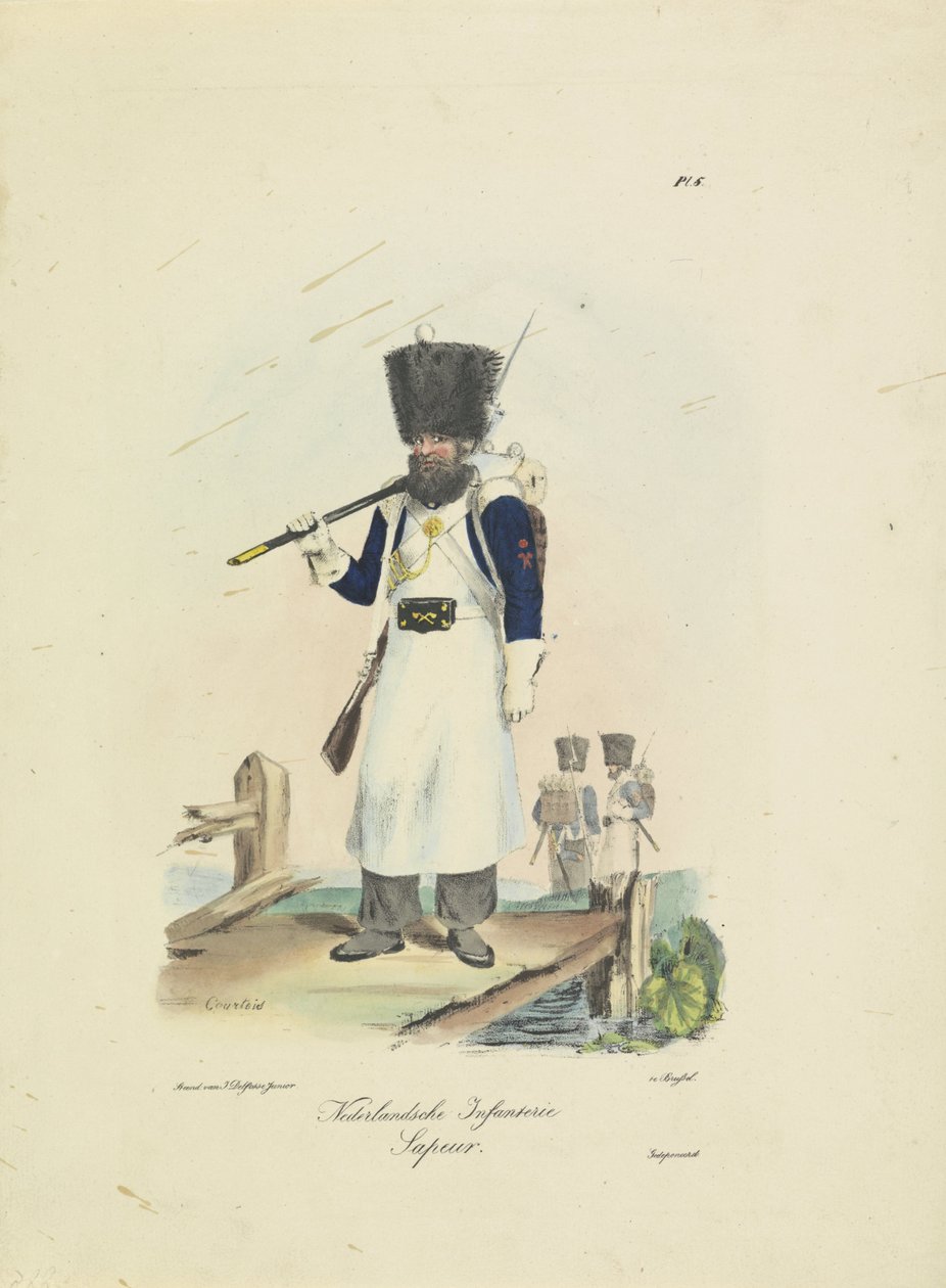 Sapeur, 1820-1825 (Infanterie néerlandaise. Sapeur) (Costumes militaires du Royaume des Pays-Bas. Dédié à son excellence Willem van Bylandt) - A. Courtois