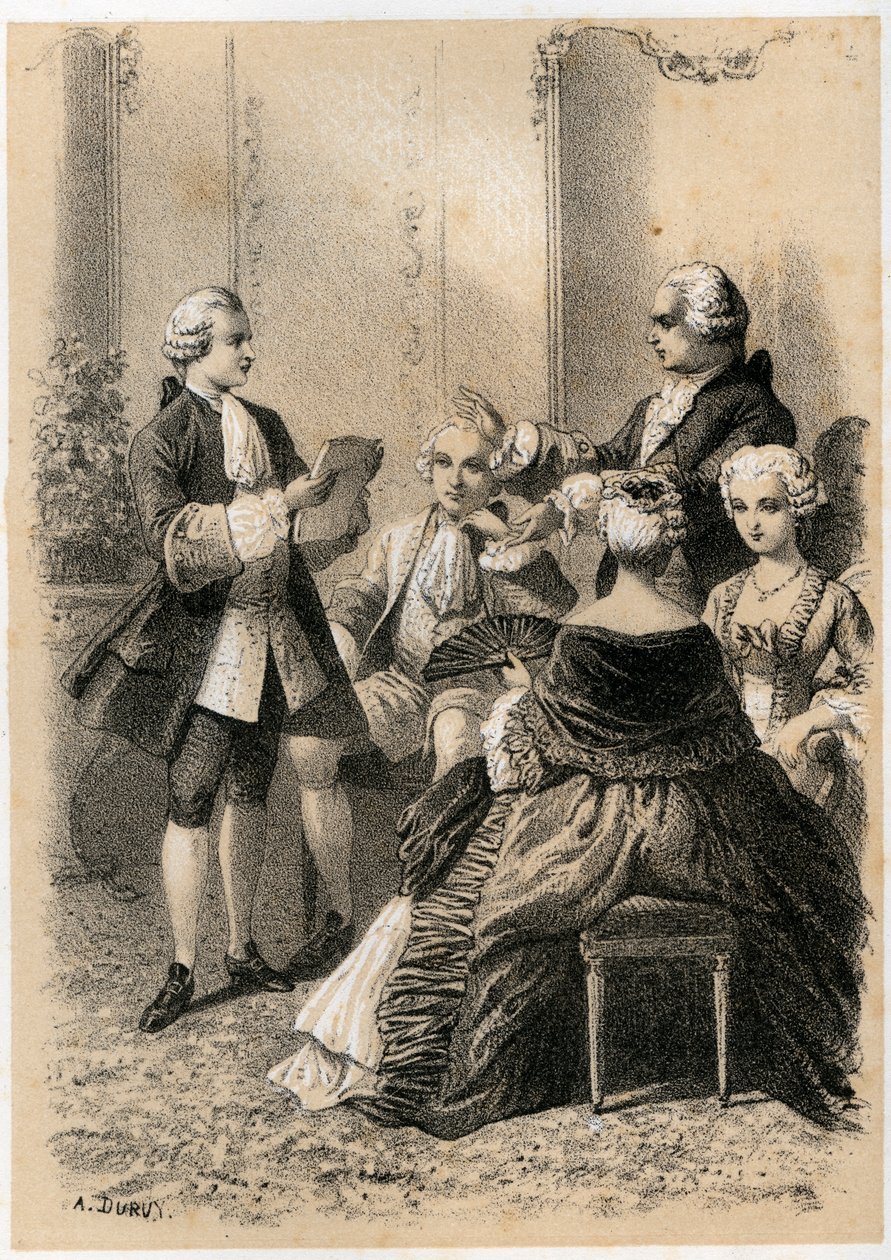 Antoine-Marin Lemierre lisant Hypermnestra à Jean-Baptiste Vivien de Chateaubrun, illustration de 