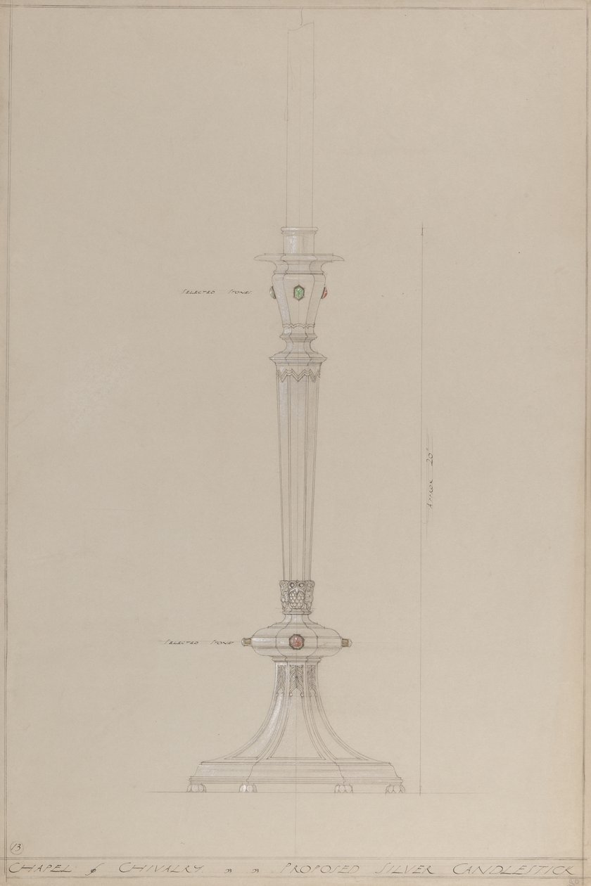 Chapelle de la Chevalerie : candélabre en argent proposé - A. Edward Jones and Co.