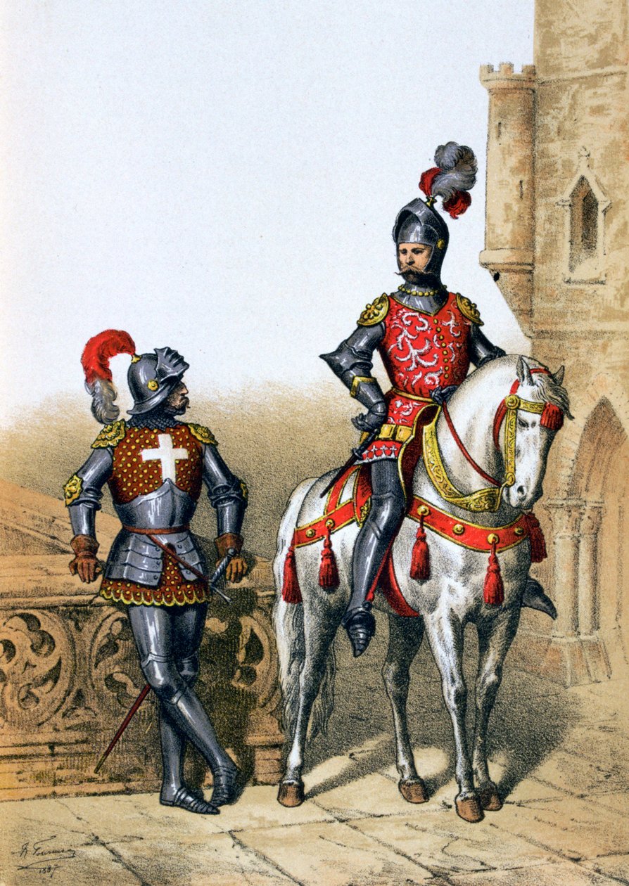 Capitaine des archers à Paris et un cavalier, 15ème siècle, 1887 - A. Lemercier