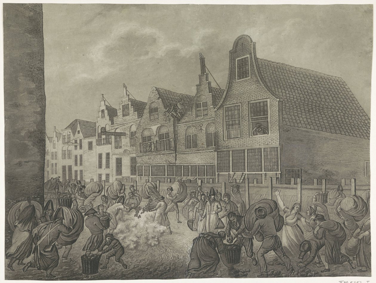 Effondrement du coffrage le long de Kortendijk à Gorinchem, 1809 (quatre plaques de l