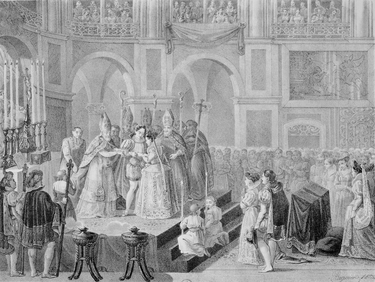 Le mariage de Henri III (1553-1610) et Marguerite de France (1553-1615) en 1572, 1832 - A. Regnier