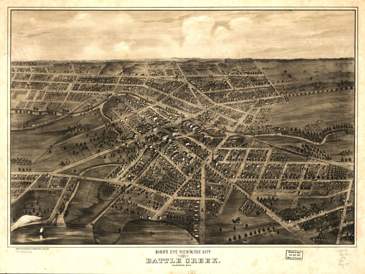 Vue aérienne de la ville de Battle Creek, Calhoun Co, Mich. LOC 73693422 - A. Ruger